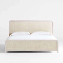 Modern Platform Bed Frame with Woven Headboard and Footboard