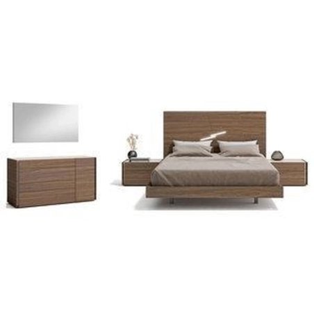 Contemporary Wooden Bedroom Furniture Set with Bed, Dresser, and Nightstands