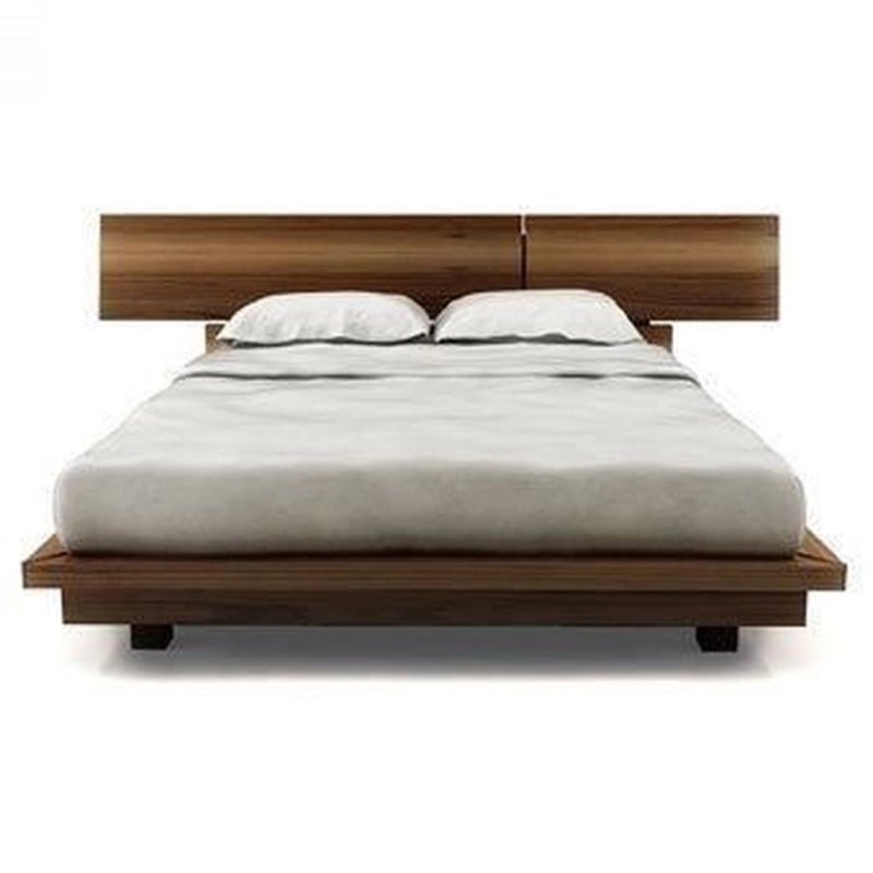 Minimalist Modern Solid Wood Platform Bed Frame with Headboard