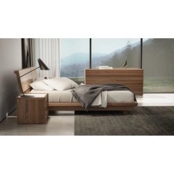 Minimalist Modern Solid Wood Platform Bed Frame with Headboard