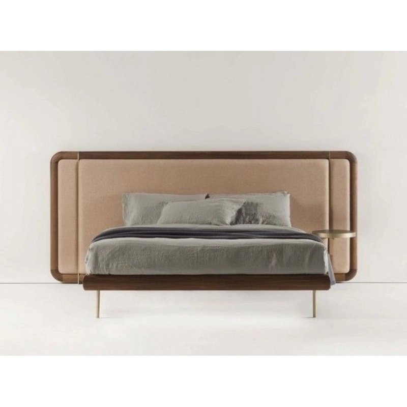 Modern Minimalist Wood Bed Frame with Upholstered Headboard Modern Minimalist Wood Bed Frame with Upholstered Headboard
