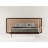 Modern Minimalist Wood Bed Frame with Upholstered Headboard