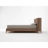 Minimalist Modern Wooden Bed Frame with Slatted Headboard - Natural Wood