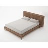 Minimalist Modern Wooden Bed Frame with Slatted Headboard - Natural Wood