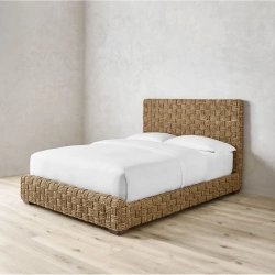 Handcrafted Natural Fiber Woven Daybed Sofa with Plush Cushioning