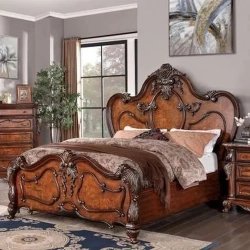 Elegant Classic Carved Wood King Size Bed