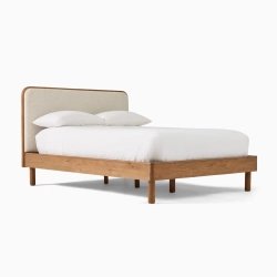 Modern Solid Wood Bed Frame Upholstered Headboard