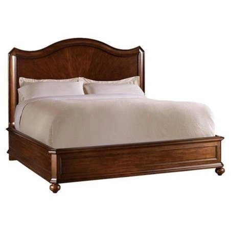 Elegant Solid Wood King Size Bed Frame with Arched Headboard