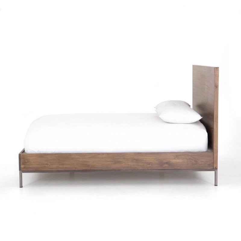 Modern Minimalist Wooden Bed Frame with Metal Legs Modern Minimalist Wooden Bed Frame with Metal Legs