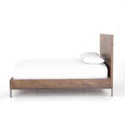 Modern Minimalist Wooden Bed Frame with Metal Legs