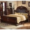 Exquisite Traditional Dark Wood Sleigh Bedroom Set with Tufted Headboard