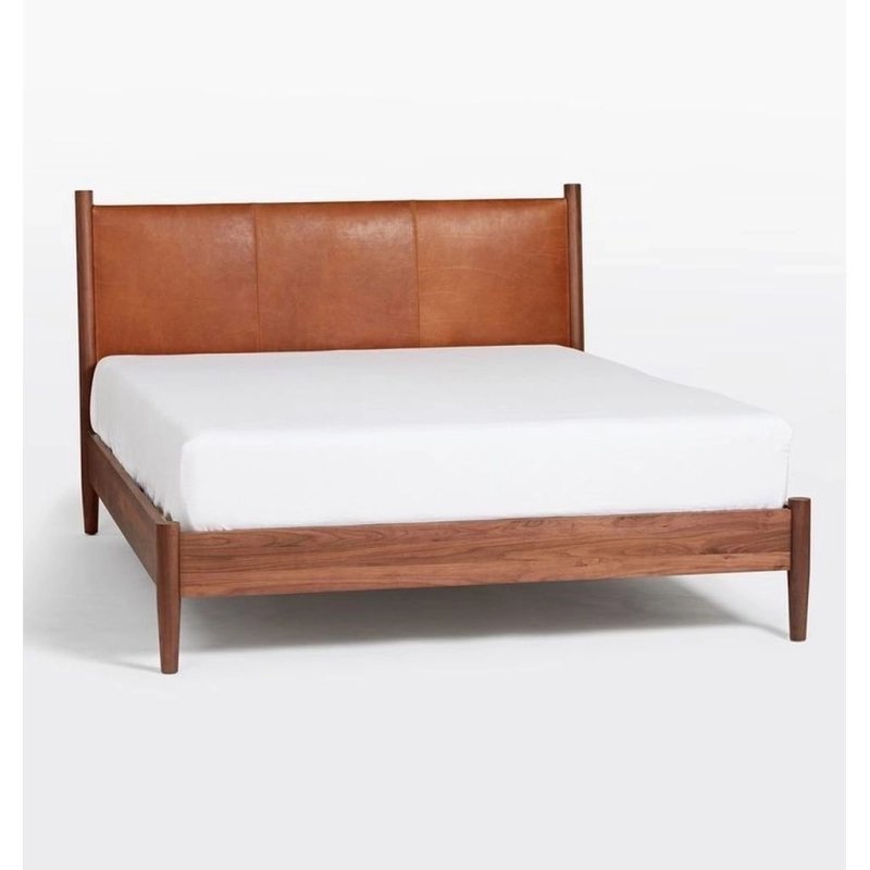 Solid Wood Bed Frame with Leather Headboard - Premium Quality Solid Wood Bed Frame with Leather Headboard - Premium Quality