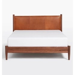 Solid Wood Bed Frame with Leather Headboard - Premium Quality