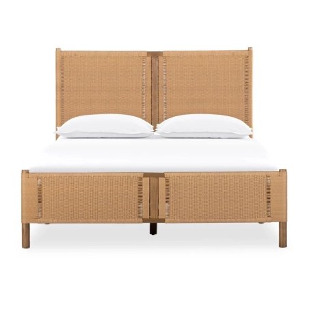 Natural Woven Wood Bed Frame Modern Coastal Design