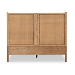 Natural Woven Wood Bed Frame Modern Coastal Design