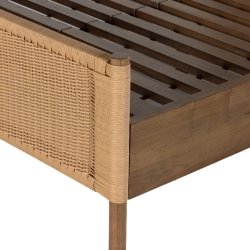 Natural Woven Wood Bed Frame Modern Coastal Design