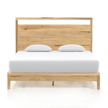 Minimalist Modern Wooden Bed Frame with Headboard - Queen Size