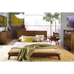 Modern Solid Wood Platform Bed Frame with Headboard