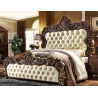 Luxury Ornate King Size Bed Set with Tufted Upholstery and Carvings