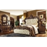 Luxury Ornate King Size Bed Set with Tufted Upholstery and Carvings