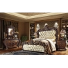 Luxury Ornate King Size Bed Set with Tufted Upholstery and Carvings