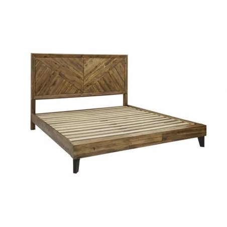 Modern Solid Wood Bed Frame with Chevron Headboard