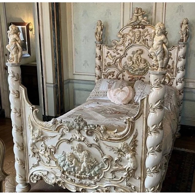 Luxury Baroque Style Ornate Carved Wood Master Bed Luxury Baroque Style Ornate Carved Wood Master Bed