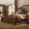 Luxurious Solid Wood Carved Bed with Tufted Headboard