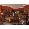 Luxurious Solid Wood Carved Bed with Tufted Headboard