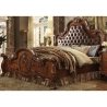 Luxurious Solid Wood Carved Bed with Tufted Headboard