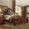 Luxurious Solid Wood Carved Bed with Tufted Headboard