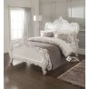 Elegant White Carved Wood Classic Baroque Bed Frame