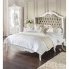 White Classic French Style Tufted Fabric Headboard Bed Frame