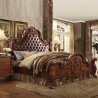 Classic Ornate Carved Wood Tufted Headboard Bed Frame