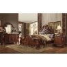 Classic Ornate Carved Wood Tufted Headboard Bed Frame