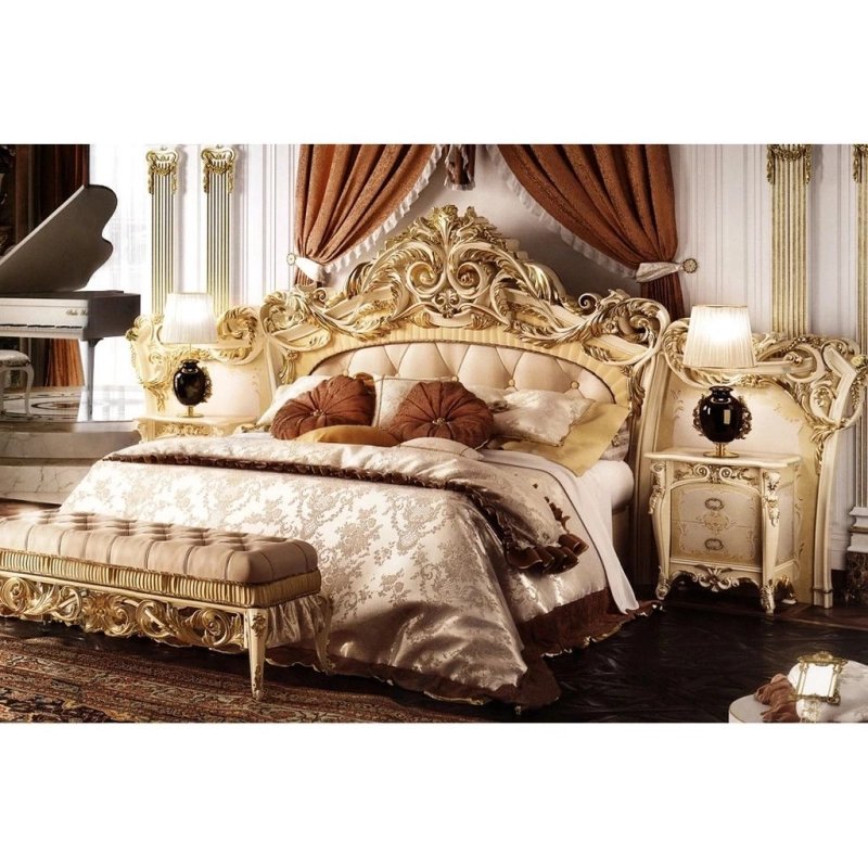 Ornate Carved Gold Leaf Luxury Bedroom Set Bedframe Ornate Carved Gold Leaf Luxury Bedroom Set Bedframe
