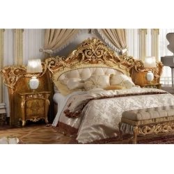 Ornate Carved Gold Leaf Luxury Bedroom Set Bedframe