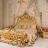 Luxury Classic Gold Carved Tufted Canopy Bed