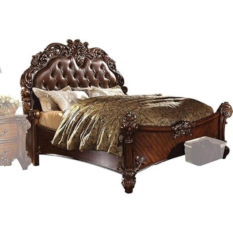 Luxury Classic Carved Wood Bedroom Set with Upholstered Headboard Luxury Classic Carved Wood Bedroom Set with Upholstered Headboard