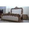 Luxury Classic Baroque Carved Wood Upholstered Bed Frame