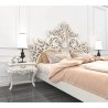 Exquisite White Hand-Carved Solid Wood Bed Frame with Ornate Design