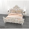 Exquisite White Hand-Carved Solid Wood Bed Frame with Ornate Design