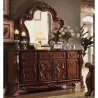 Luxurious Carved Wooden Bed Frame with Tufted Headboard