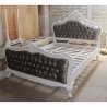 Elegant White Wooden Bed Frame with Tufted Headboard and Footboard