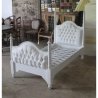Elegant White Tufted Upholstered Four Poster Bed Frame Classic Design