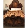Ornate Carved Wood King Size Bed Frame with Headboard and Footboard