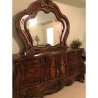 Ornate Carved Wood King Size Bed Frame with Headboard and Footboard