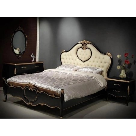 Elegant Classic Tufted Upholstered Heart Headboard Wooden Bed Frame