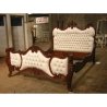 Classic Carved Wood Upholstered Tufted Bed Frame