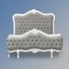 Classic Upholstered Tufted Bed with Carved Wood Frame